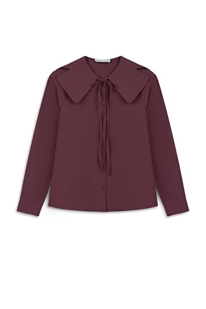 praye Apron Collared Shirt Burgundy