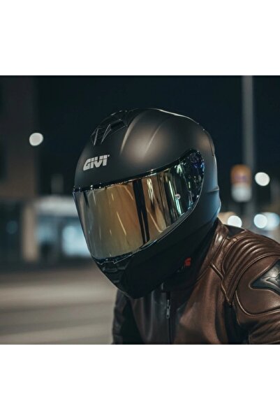 Givi 50.x Mat Siyah Kapalı Motosiklet Kaskı Spectra Gold Camlı