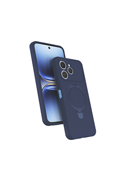 Paladyum Case Tecno Spark 40 Compatible Magsafe Stand Silicone Navy Blue Sama...