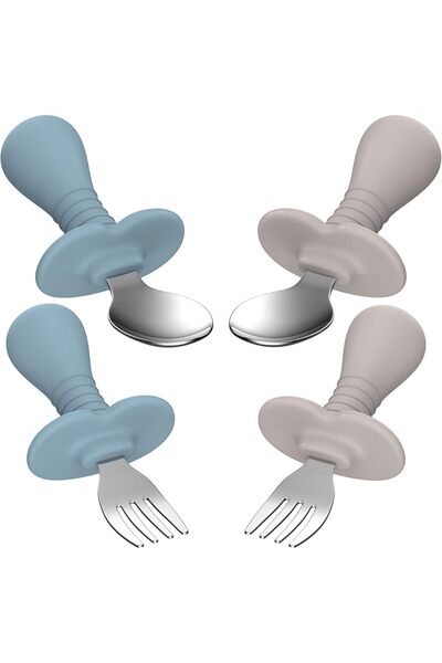 Arabest 4 Pieces Toddler Utensils, Kids Silverware Set with Silicone Handle, ...