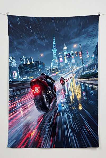 Charmbi Tapiserie tematică cu motociclete – Tapiserie de perete de dimensiuni...