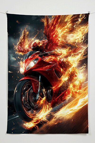 Charmbi Tapiserie tematică cu motociclete – Tapiserie de perete de dimensiuni...