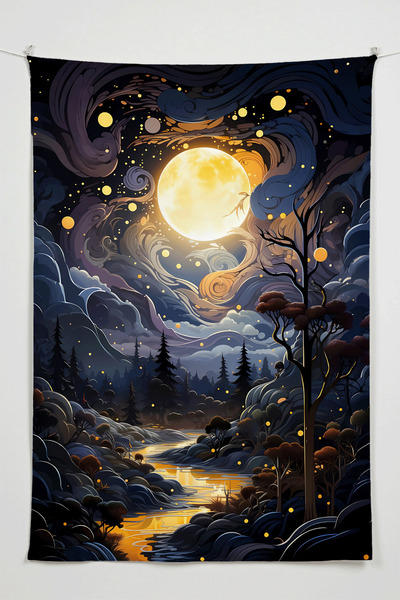 Charmbi Tapiserie de perete Dark Fantasy Moon – Tapiserie de perete de dimens...