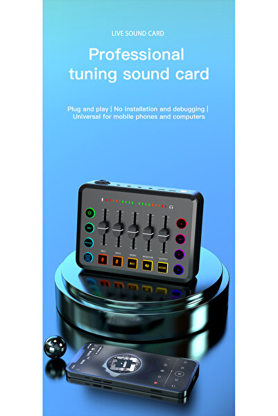 Axpeih RGB Rechargeable Gaming Audio Mixer XLR 48V Phantom HD Interface Podca...