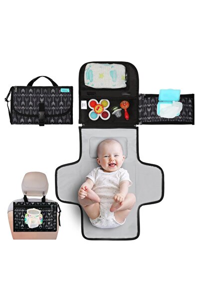 Arabest وسادة تغيير حفاضات محمولة - حقيبة سفر لتغيير حفاضات الأطفال مع جيب لل...