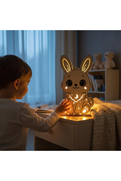 Exendekor Led Gece Lambası Tavşan fişli adaptörlü amber renk led