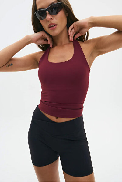 Madmext Claret Red Halter Neck Women's Undershirt Mg2680