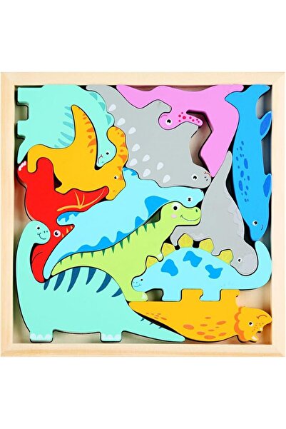 Arabest Wooden Dinosaur Puzzle Set, Jigsaw Blocks Board Game for Kids Activit...