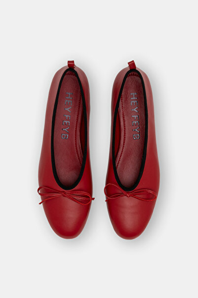 HEY FEYB Kırmızı Kuzu Derisi Melin Ballerina