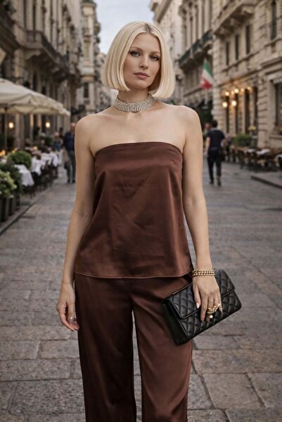 ibeeka Bellisima Mocha Strapless Bluz - - m - St00959-14823