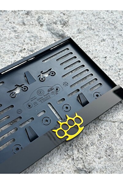 taş pleksi ÇELİK YUMRUK SARI MOTOR PLAKALIK 3D PARLAK PLEKSİ TÜM MOTOSİKLET M...