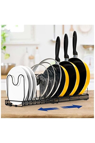 Arabest رف منظم قابل للتوسيع لأواني الطهي وأغطية المقالي مع 10 أقسام قابلة لل...