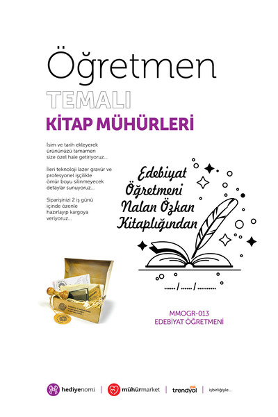 MühürMarket > Edebiyat Öğretmeni Kitap Mührü - Ex-libris - Kitap Damgası > MMOGR-013