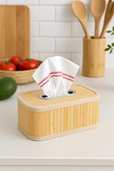 Nordhaus Dekoratif Bambu Kapaklı Peçete Kutusu – Mutfak, Banyo ve Masaüstü Pe...