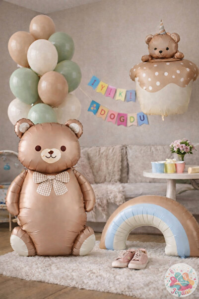 Joyane Retro Rainbow Balloon Concept with Bear | Cream Bear, Cake & Retro Pas...