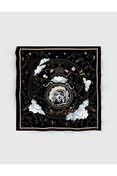 İLVİ وشاح أريتا أسود للنساء حرير تويل