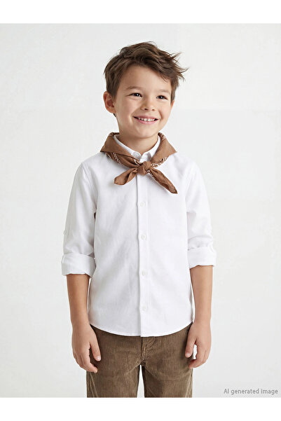 LC Waikiki قميص LCW Kids أبيض أساسي بأكمام طويلة للأولاد