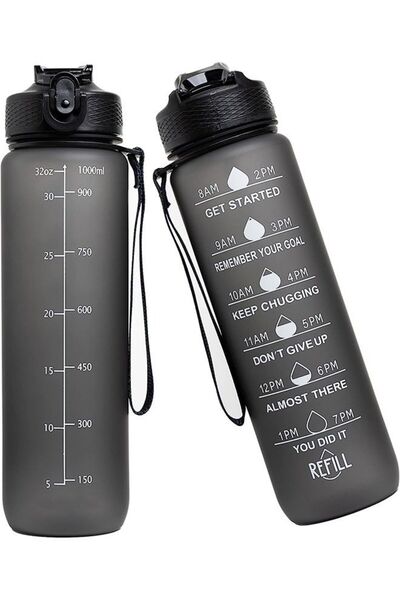 Arabest 1L Motivational Water Bottle with Time Marker, Straw, BPA Free Leakpr...