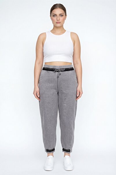 EXİTLİNE Women's Smoked Summer Pants with Elastic Waist, Ribbed and 1/2 Elast...