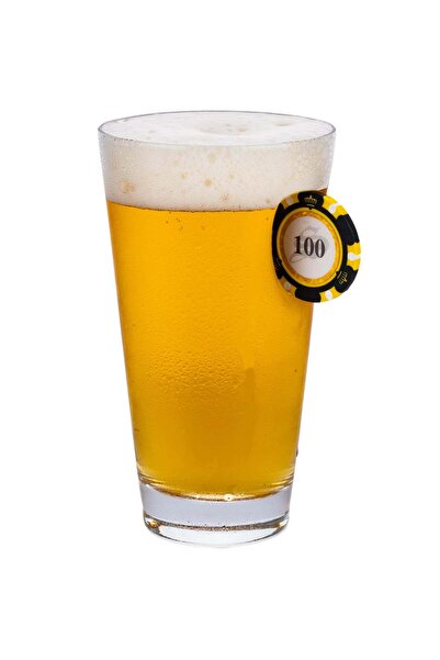 Bellore Glass Beer Mug with Poker Chip - 465 ml
