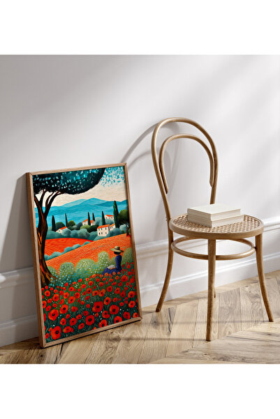 Tuba Decor Tablou cu pământ de macișe înrămat într-o singură bucată din lemn