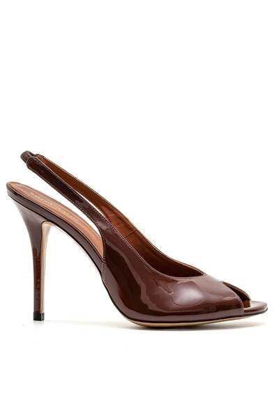 Sofia Baldi Mayen Brown Patent Leather Women's Heels Sandals