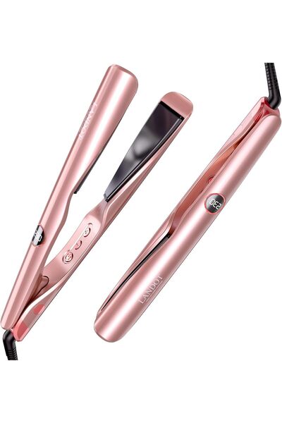 LANDOT 2-in-1 Flat Iron Curling Iron: Twist Ceramic Hair Straightener and Cur...