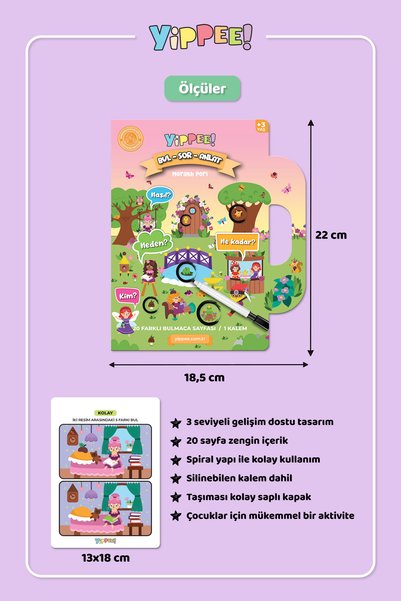 YİPPEE Find-Solve-Tell Curious Fairy – 3-Level Summer-Sil Educational Puzzle Game + Erasable Pen