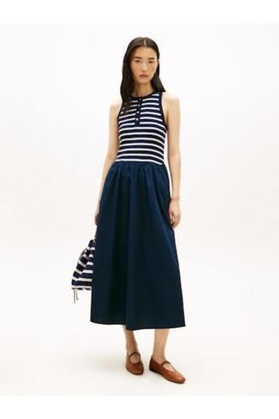 Tommy Hilfiger GOLD BUTTON POPLIN MIX DRESS