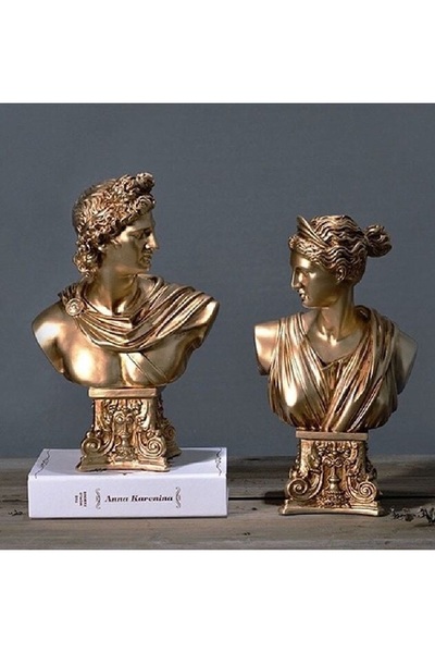 Yaratıcı sanatlar atölyesi Antik Roma İşlemeli Kaideli Apollo Diana Büstü Dek...