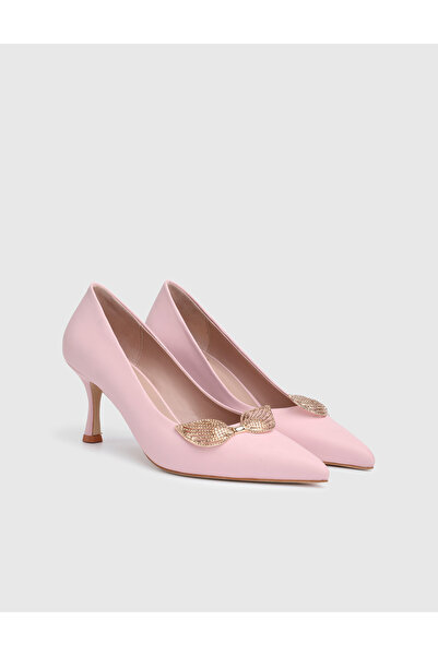 İLVİ Dyra Genuine Leather Pink Women's Heeled Shoes