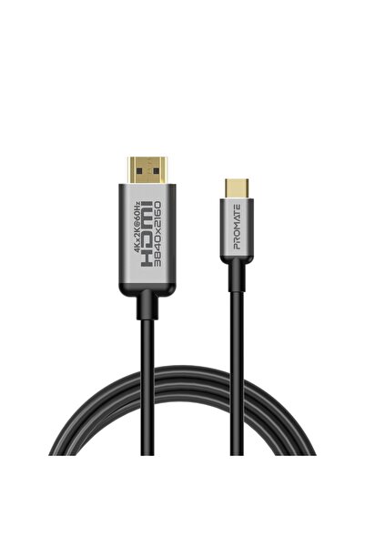 Promate كابل USB-C إلى HDMI بدقة 4K بمعدل 60 هرتز، بطول 1.8 متر، HDLink-60H