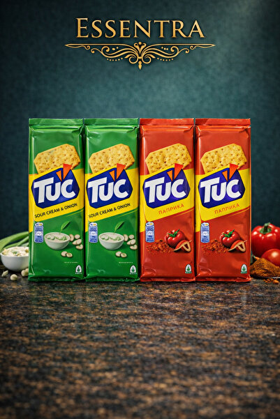 Essentra Home TUC Tuzlu Kraker Karışık Paket 4 Adet Paprika ve Sour Cream & O...