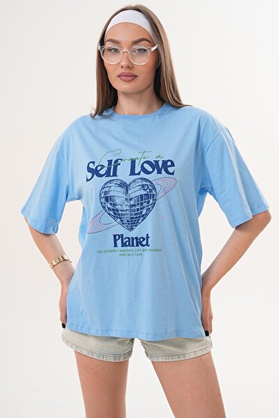 ŞİMAL Tricou oversize cu imprimeu și guler rotund pentru femei 260258 -