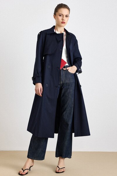 Olcay Water-Repellent Style Trench Coat with Raglan Sleeves, Cape and Epaulet...