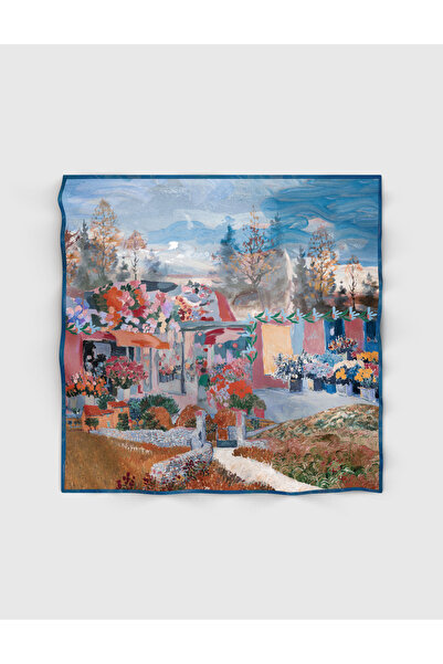 İLVİ Begi Tencel Синій жіночий шарф