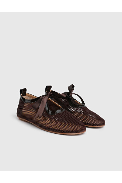 İLVİ Kora Genuine Patent Leather Brown Women's Oxford Shoes with Leather File...