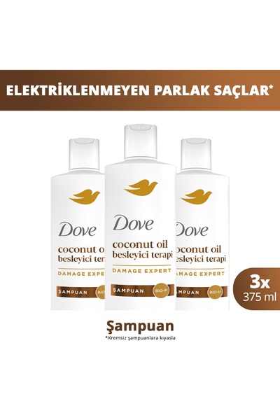 Dove Şampuan Coconut Oil Besleyici Terapi 375 ml x3