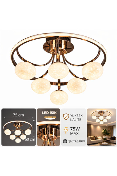 ATIK Modern 6’lı Cam Küre LED Tavan Avizesi – Şık ve Zarif Tasarım