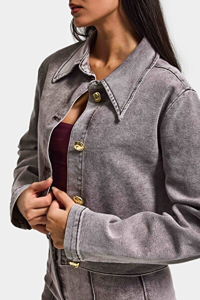 it's basic Ženska siva jakna 3s6-158 Skraćeni kroj Fit Elastično sa dugmićima...