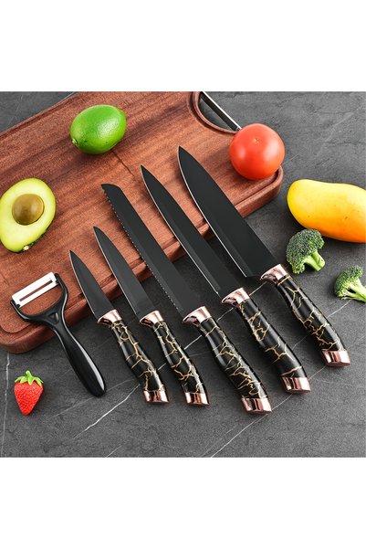 OSOOKE 6-Piece Ultra Sharp Kitchen Knife Set, Non-Stick Rust-Proof Stainless Steel Chef Knives