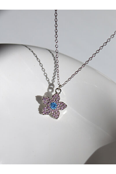 Reorah Collection Blue Stone Flower Necklace