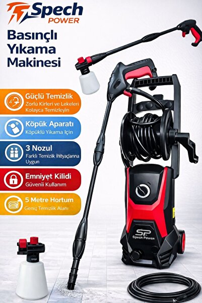 Spech Power 180 Bar Basınçlı Yıkama Makinesi Araç Ve Bahçe Temizleme Güçlü ve...