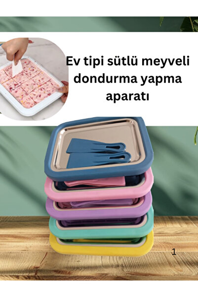 Saule Ev Tipi Spatula'lı Meyveli Sütlü Dondurma Yapma Tavası Aparatı Dondurma...