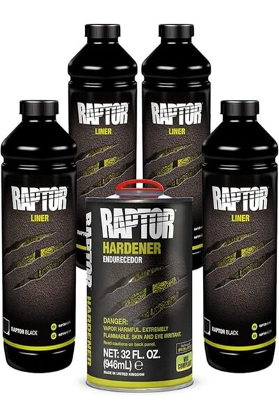 RAPTOR طلاء أسود بخاخ من اليوريثان لحماية صندوق الشاحنة وإضفاء ملمس مميز، منا...