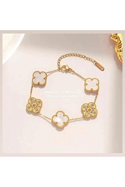ANGELSS JEWELLERY Yonca Model Zircon Stone White Bracelet Van Cleeff (Yonca M...