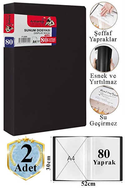 Artlantis Dosar negru pentru prezentări, 80 de pungi, 2 bucăți, catalog cu pu...