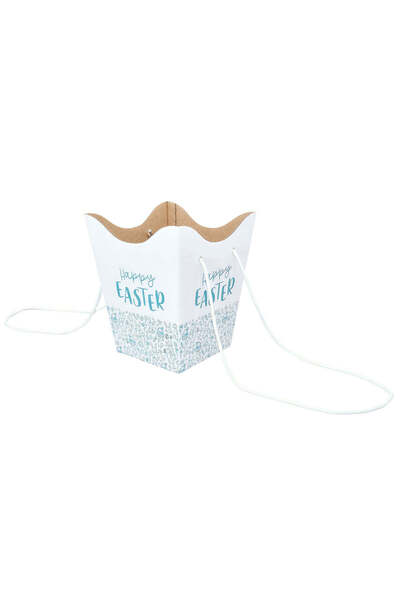 Papette Set 50 buc Pungă carton ALB pentru flori-Model 8 Paște cu mânere din ...