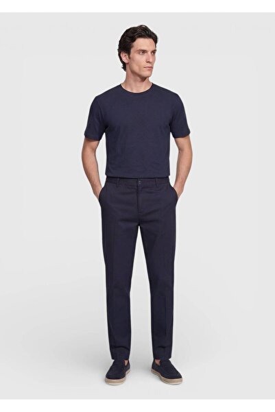 Ramsey Pantaloni casual din amestec de bumbac, cu țesătură dreaptă, albastru ...