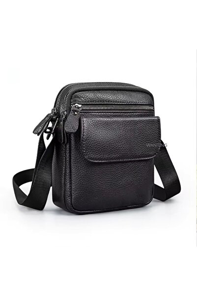 delis Men's shoulder bag, Zoryn GT3811, genuine Leather , Black